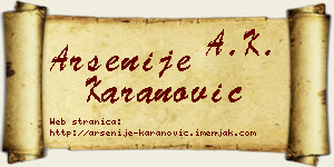 Arsenije Karanović vizit kartica